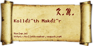 Kolláth Makár névjegykártya